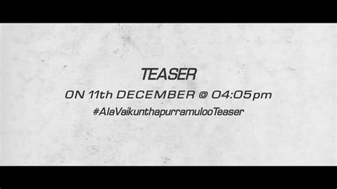 Ala Vaikunthapurramuloo Teaser Glimpse YouTube