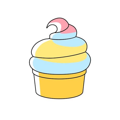 Helado En Una Taza De Gofres En Espiral Icono De Vector De Estilo