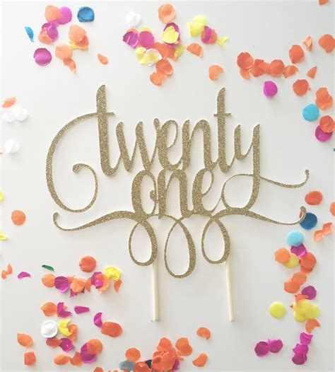 Glitter St Birthday Cake Topper Twenty One Gold Cake