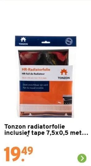 Tonzon radiatorfolie inclusief tape 7 5x0 5 meter 3 75 m² aanbieding