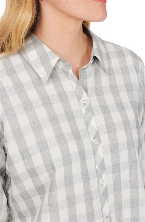 Foxcroft Davis Metallic Gingham Button Up Shirt Nordstrom