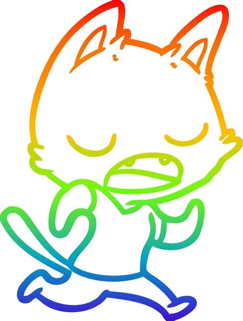 Regenbooggradi Nt Lijntekening Pratende Kat Cartoon Vectorkunst