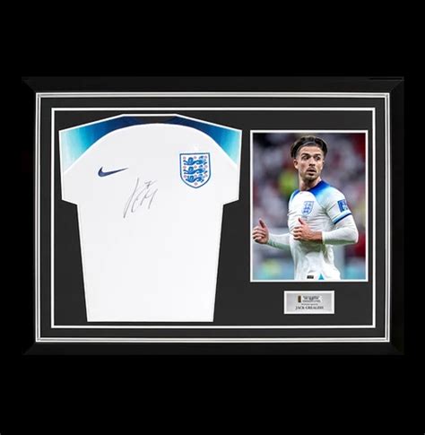 Maillot Angleterre 2022 signé par Jack Grealish et encadré LCS