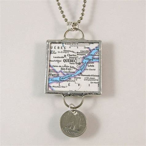 Quebec Map And Coin Pendant Necklace By XOHandworks 25 Coin Pendant