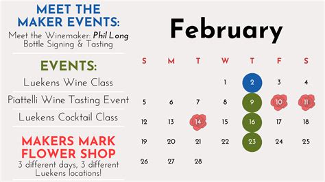 Updated February Events Calendar - Luekens Wine & Spirits