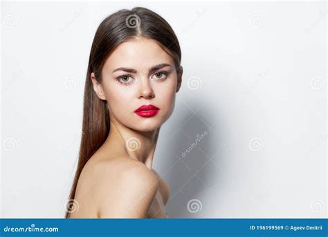 Woman Skin Care Naked Shoulders Red Lips Spa Treatments Stock Image Image Of Face Lady 196199569