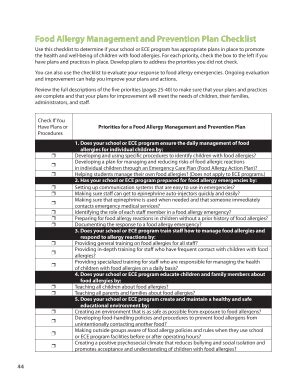 Fillable Online Schoolhealthteams Aap Food Allergy Management And