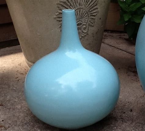 Large Turquoise Floor Vase Vintage Bulbous by FourthEstateSale