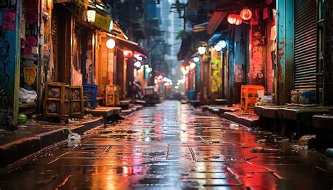 Premium Photo | Vibrant city street reflects history and nightlife in ...