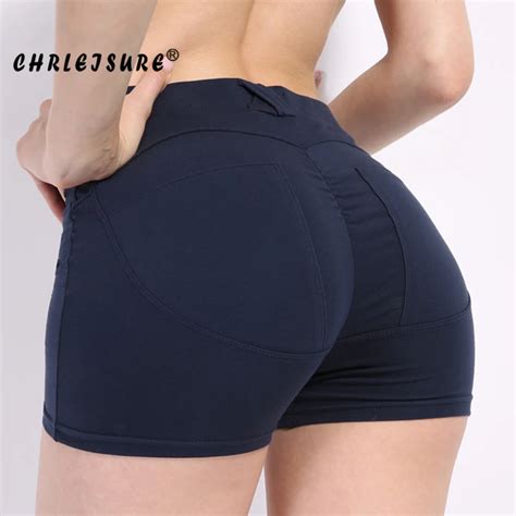 Buy Chrleisure Sexy Push Up Shorts Women Mid Waist