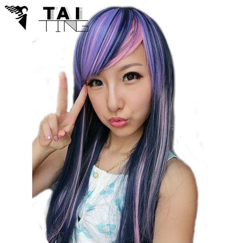 Harajuku Lolita Inclined Bang Femme Anime Ombre Cosplay Wigs Sex