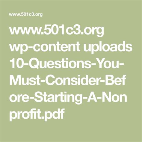 Wp Content Uploads 10 Questions You Must Consider Before Starting A Nonprofit Pdf