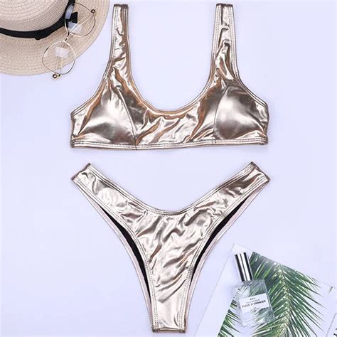 Leather Sequins Bikini 2018 Sexy Shiny Bikinis Bling Swimsuit Women