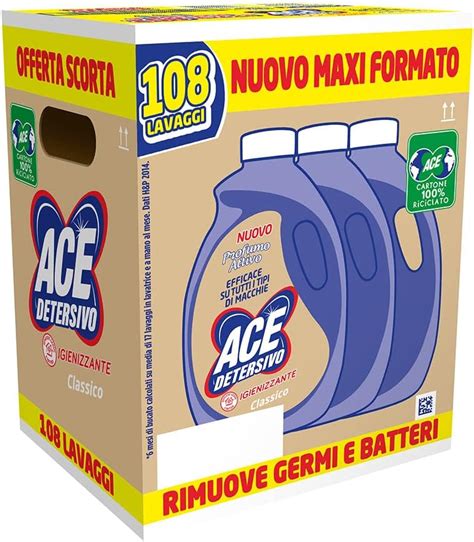 Ace Detersivo Classico Igienizzante Tripacco Cartone Da Flaconi X