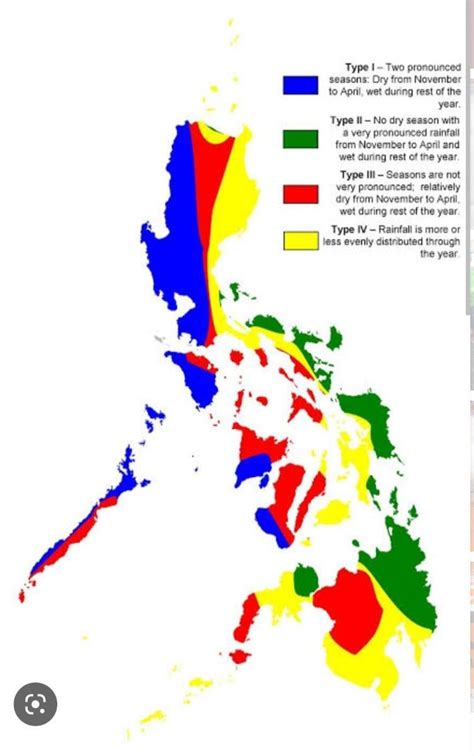 Kulayan Ang Mapa Ng Pilipinas Ayon Sa Apat Na Uri Ng Klima Na