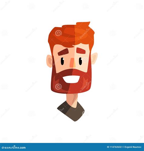 Smiling Redhead Bearded Man Male Emotional Face Avatar With Facial