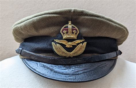 Rare 1918 Pattern Khaki RAF Royal Air Force Officer Visor Cap Named To