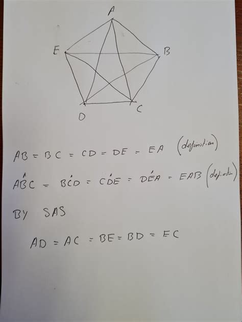 How to prove that the diagonals of a regular pentagon are congruent - Quora