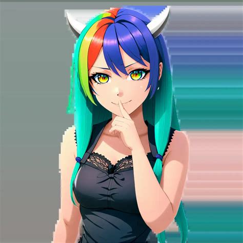 Stunning PNG Anime Mafia Girl with Demon Eye and Rainbow Hair Enhance ...