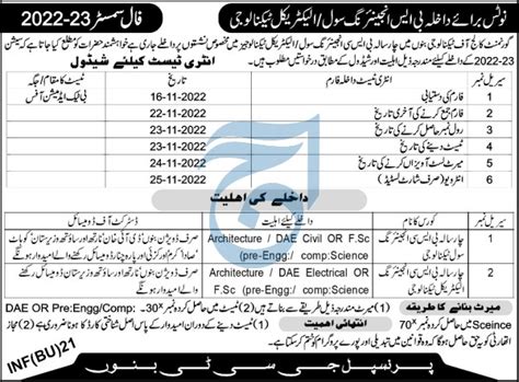 Government College Of Technology Bannu BS Engineering Admissions 2022