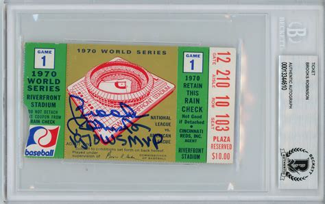 Brooks Robinson Autographed 1970 World Series Ticket Game 1 MVP BAS ...