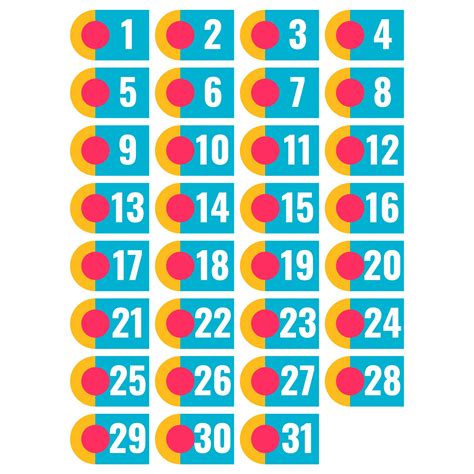 Printable Calendar Numbers Free Printable Numbers 1 31 Pdf 2025