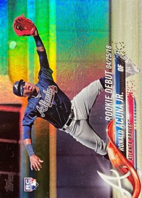 Ronald Acuna Jr Topps Update Us Rookie Debut Rainbow Foil