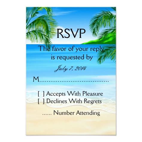 Tropical Beach Wedding 3 5x5 Paper Invitation Card Nautical Wedding