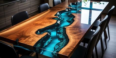 Premium Ai Image Decorative Table Epoxy Resin Products In The Office