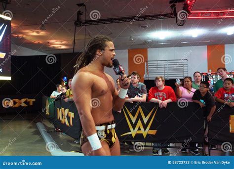 NXT Wrestle CJ Parker Talks On Mic Outside Ring To Crowd At WWE