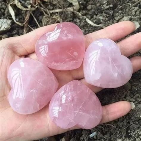 Pink Natural Rose Quartz Puffy Heart For Healing Depend On Piece At