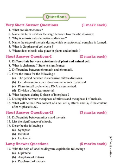 Cell Cycle And Cell Division Class 11 Notes Pdf कोशिका चक्र और