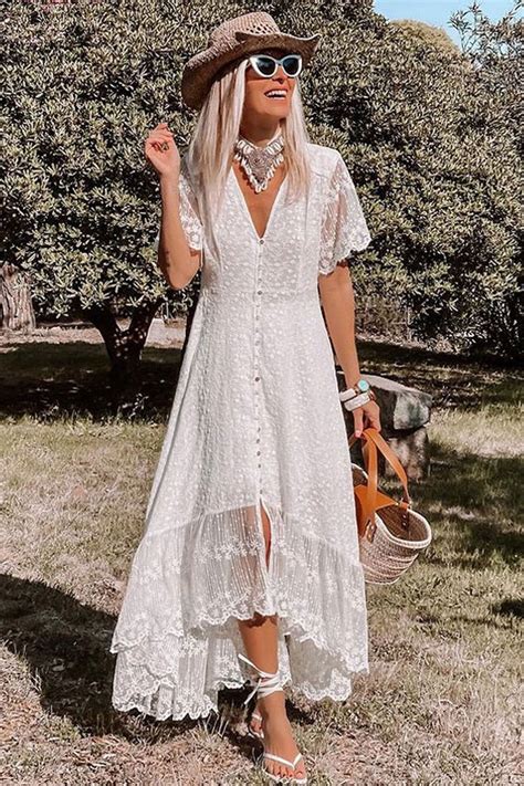 Maxi Dress Boho Dress Sundress Lace Dress White Carina White