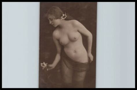 Original 1910 French Risque Postcard Photo Voluptuous Nude Girl JEAN