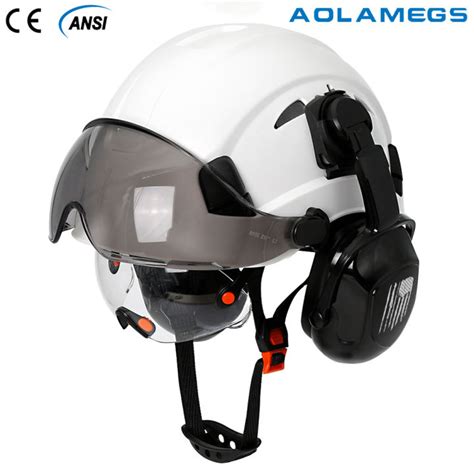 Safety Helmet With Visors Built In Upgraded Earmuff Noise Reduction For