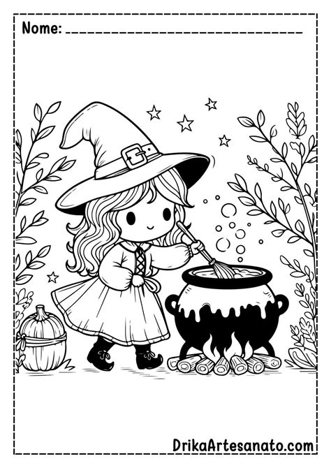Bruxa Em Desenho - 50 Desenhos de Bruxa para Colorir Grátis em PDF