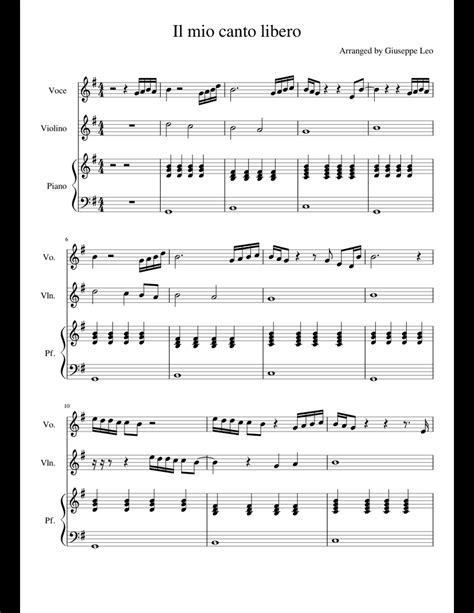 Il Mio Canto Libero Lucio Battisti Sheet Music For Violin Piano