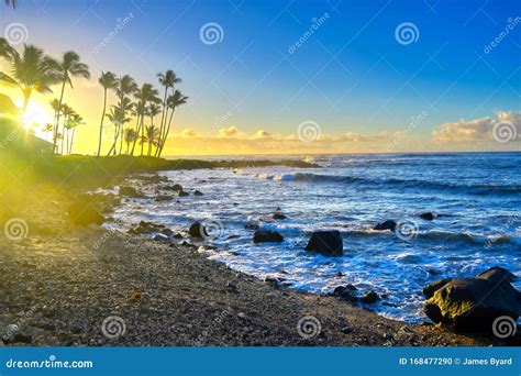 Sunrise Over the Beach in Kauai, Hawaii Stock Photo - Image of ...