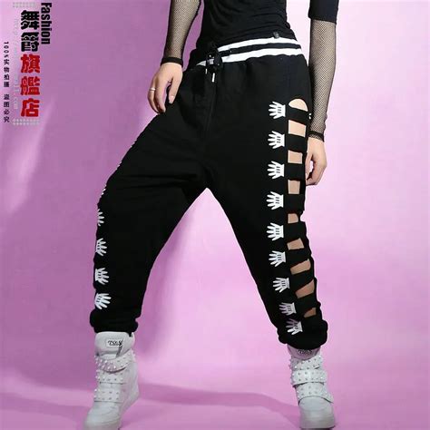 New Fashion Harem Hip Hop Dance Sweatpants Costumes Sexy Cutout