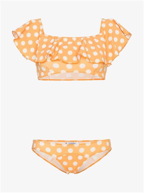 Lisa Marie Fernandez Mira Polka Dot Print Flounce Bikini Best Bikinis