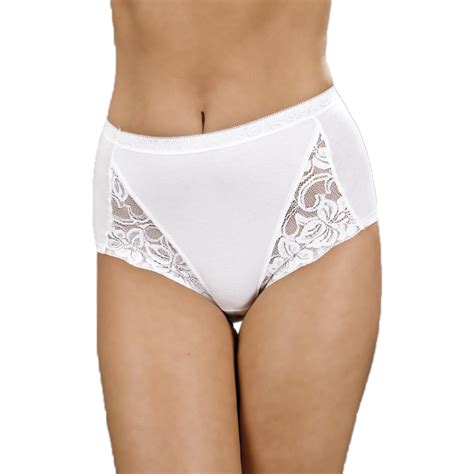 Camille Three Pack Floral Lace Maxi Briefs In White