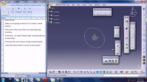 Catia Rib In Sketch Based Feature Youtube