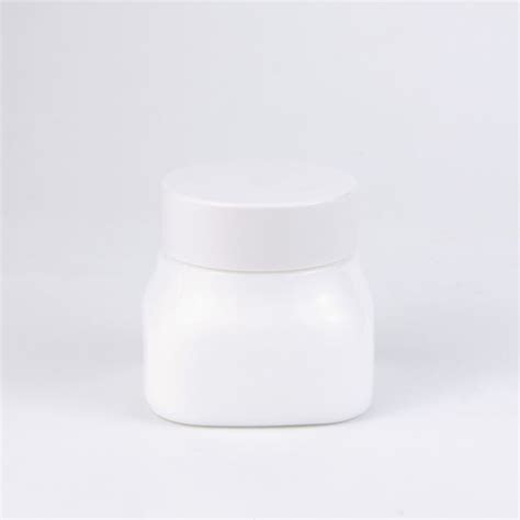 Slant Shoulder White Opal Ceramic Glass Cosmetic Jar Manufacturers And