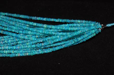 Paraiba Blue Opal Smooth Rondelle Bead Welo Opal Bead Etsy