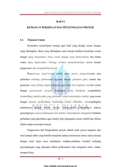 Bab Vi Kemajuan Pekerjaan Dan Pengendalian Proyek Kontraktor