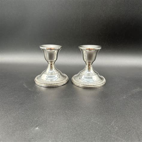 Pair Of Fisher Sterling Silver Weighted Candlestick Holders Set Of