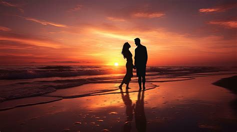 Beach sunset silhouette of a couple 27596945 Stock Photo at Vecteezy