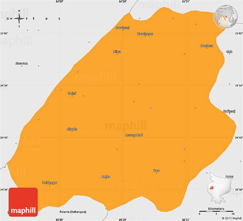 Political Simple Map Of Aurangabad Single Color Outside Borders And