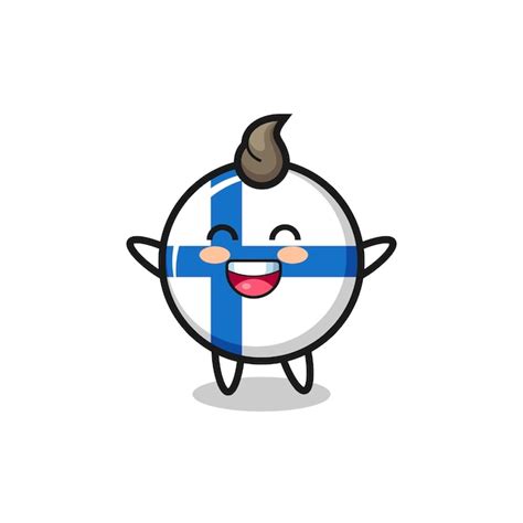 Premium Vector Happy Baby Finland Flag Badge Cartoon Character Cute