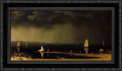 Thunder Storm On Narragansett Bay X Black Ornate Wood Framed Canvas